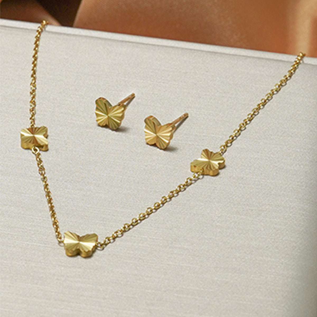 Lxalry Gold Stainless Steel Heart Jewelry Set For Women & Girls - Minimalist Cutout Necklace & Stud Earrings, Waterproof, Hypoallergenic, Tarnish-Free, Gift For Birthday, Wedding, Anniversary, Summer