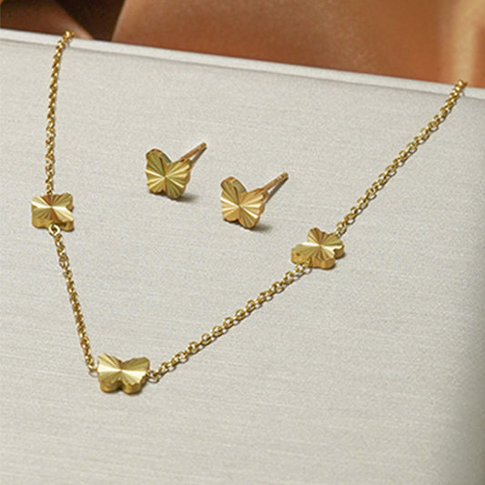 Lxalry Gold Stainless Steel Heart Jewelry Set For Women & Girls - Minimalist Cutout Necklace & Stud Earrings, Waterproof, Hypoallergenic, Tarnish-Free, Gift For Birthday, Wedding, Anniversary, Summer