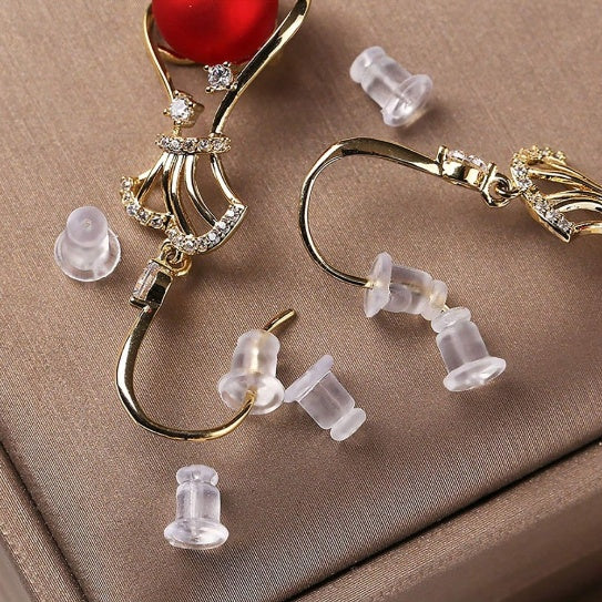 1 Box - 2 Types Of Transparent Soft Silicone Earrings Back Plug-in DIY Earring Accessories